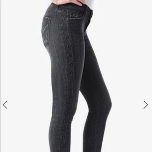 HUDSON LUNA MIDRISE CROP RAW HEM Black lined matte grommets along the leg Size25